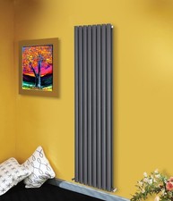 Designer Vertical Oval Column Tall Upright Central Heating Radiator Anthracite