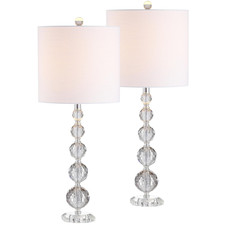 Jonathan Y 28.5 Clear Crystal Faceted Orb Table Lamp Set Of 2 Modern Glam
