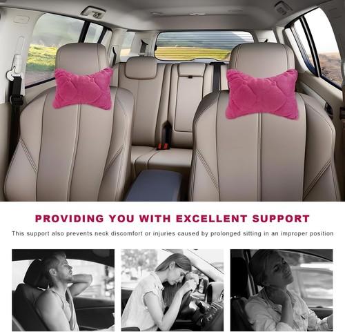 2PCS Soft Comfortable Car Headrest Neck Pillow, Breathable Vehicle Color: Pink - Picture 6 of 6