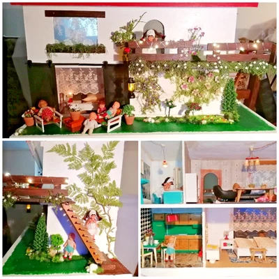 Puppenhaus aus alten Zeiten - Neu aufgehübscht! Komplett eingerichtet! - Bild 1 von 4
