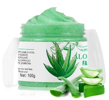 Aloe Vera Facial Scrub & Cleanser - Exfoliating Face Wash for Blackheads & Acne