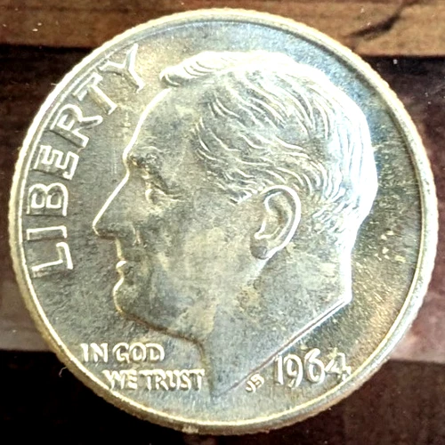 SILVER DIME ROLL  (50)  1964 Roosevelt Dimes,  NO JUNK, many VERY FINE PLUS