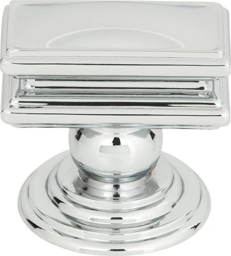 Atlas 377-CH Campaign Rectangle Knob 1 1/2 Inch - Polished Chrome - Picture 2 of 2