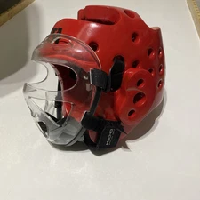 ATA Sparring Helmet, Size Large Adult Red, Face Shield, Macho Martial Arts