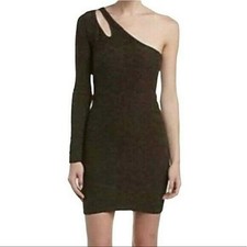 BCBGeneration One Shoulder Cut Out Bodycon Mini Dress XS S Licorice Brown