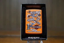HARLEY DAVIDSON LOGOS ORANGE MATTE ZIPPO LIGHTER MINT IN BOX