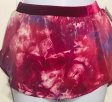 GK TIE-DYE ICE FIGURE ADULT SMALL FOIL PRINT VELVET PULL-ON SKATE SKIRT AS NWT