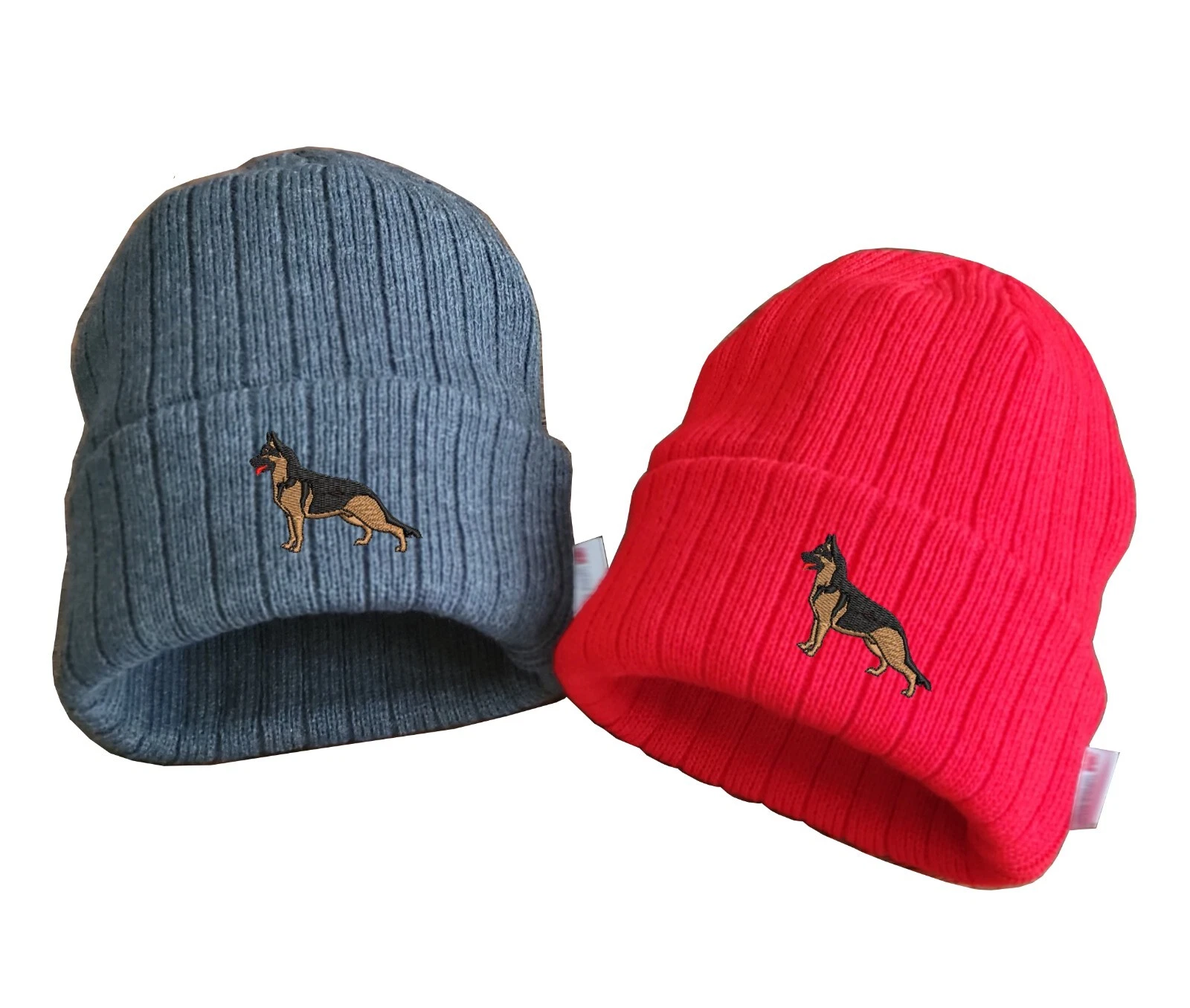 German Shepherd dog embroidered fleece beanie hat, insulated beanie