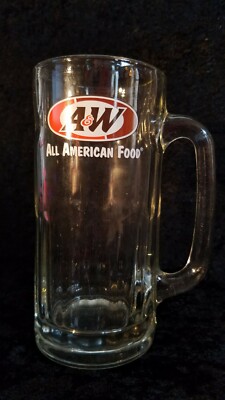 Vintage Large A&W Root Beer Soda Solid Heavy 7'' Tall Glass Mug Floats Rare chip
