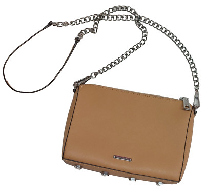Rebecca Minkoff Chain Link Saffiano Leather Avery Crossbody Bag Tan NWOT