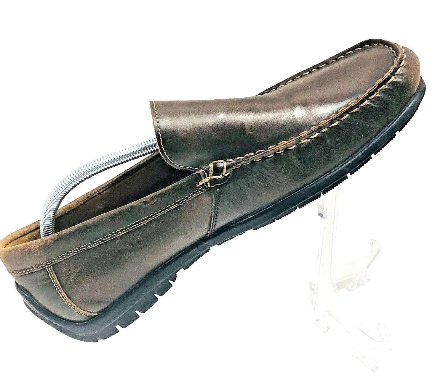Mocassino slip on ECCO 590 cucito a mano scarpe pelle marrone uomo 44 US 10 mocassino mocassino guida