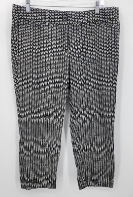 Ann Taylor Loft Pants Womens 8 Black Tan Batik Print Original Crop Casual Artsy