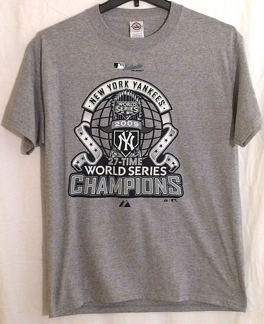 New York Yankees World Series 2009 27 Time Champions T shirt Mens Medium gray | eBay