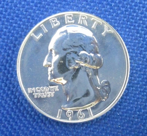 PROOF 1961 U.S. WASHINGTON QUARTER SILVER COIN