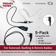 5x Acoustic Earpiece w/ PTT for Kenwood, Baofeng Radios TK-3100 UV-5R H-777 888s