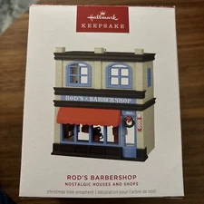 2024 Hallmark Ornament ROD'S BARBERSHOP NOSTALGIC HOUSES AND SHOPS #41 IN SERIES