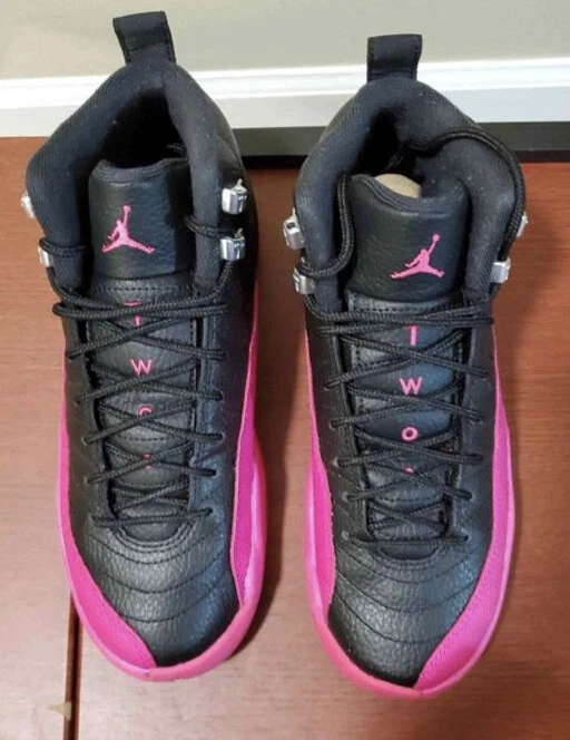 2017 Air Jordan 12 Retro GS Black Deadly Pink Size 5y 6.5 Womens