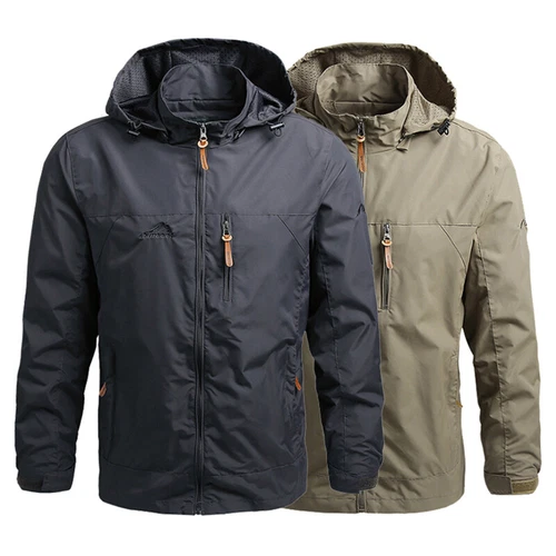 Herren Wasserabweisend Reißverschluss Kapuze Windbreaker Wandern Taktische Jacke Mäntel - Bild 1 von 17