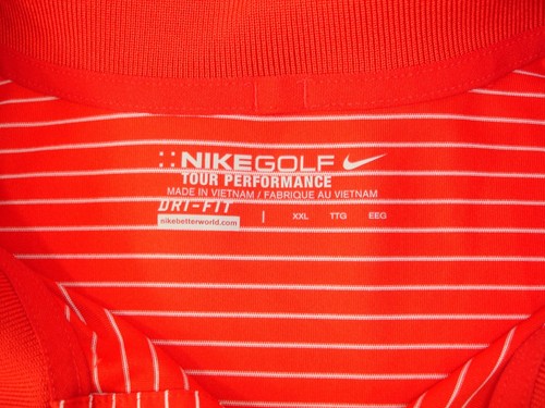 Nike Golf Tour Performance Dri-Fit Mens 2XL Short Sleeve Red White Polo Shirt - Picture 7 of 7