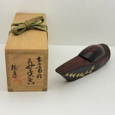 Rare JapaneseTea ceremony Urasenke Incense Container Kogo Ship lacquer ware