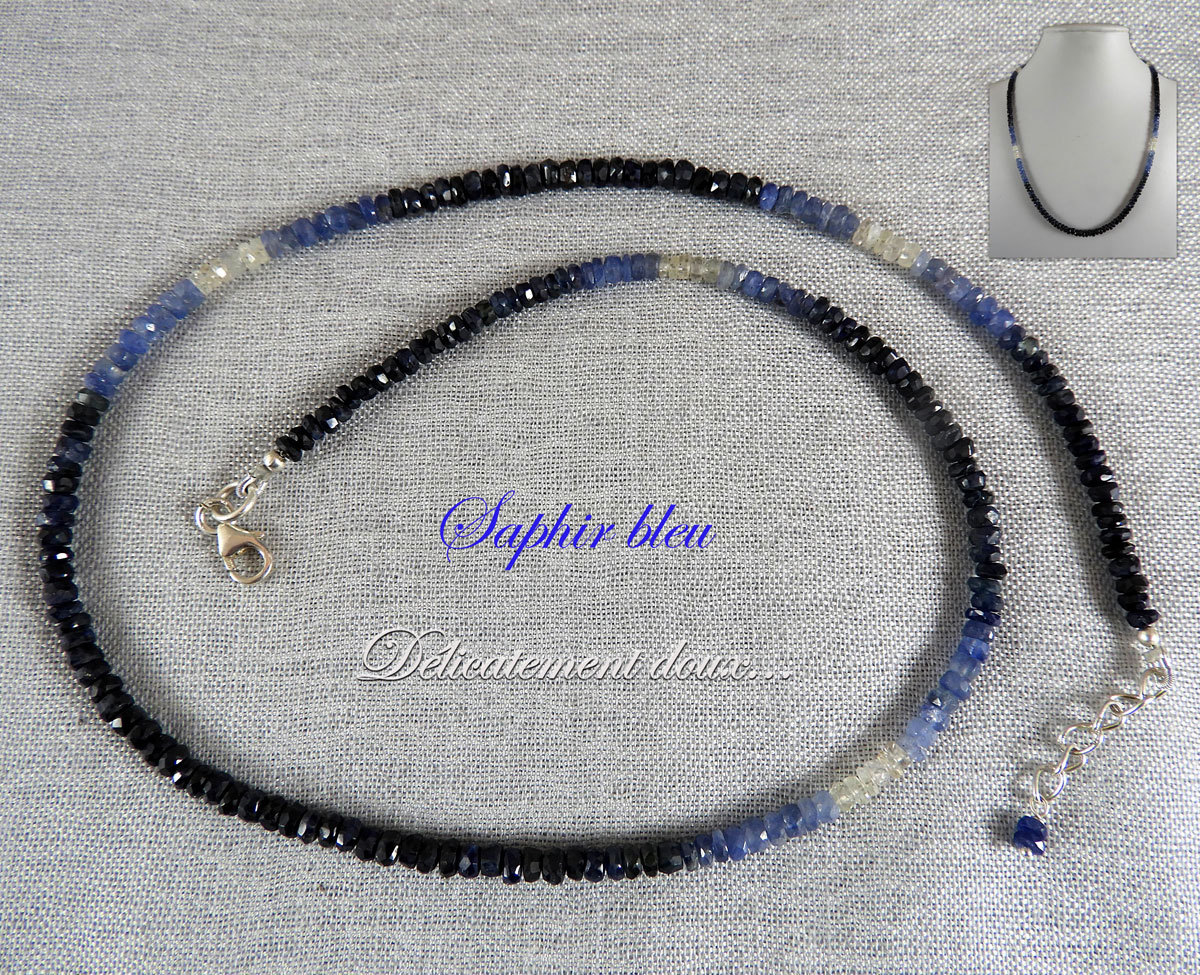 Collier En Saphirs Bleus & Argent 925 - Pièce Unique COL-SA - Délicatement Doux