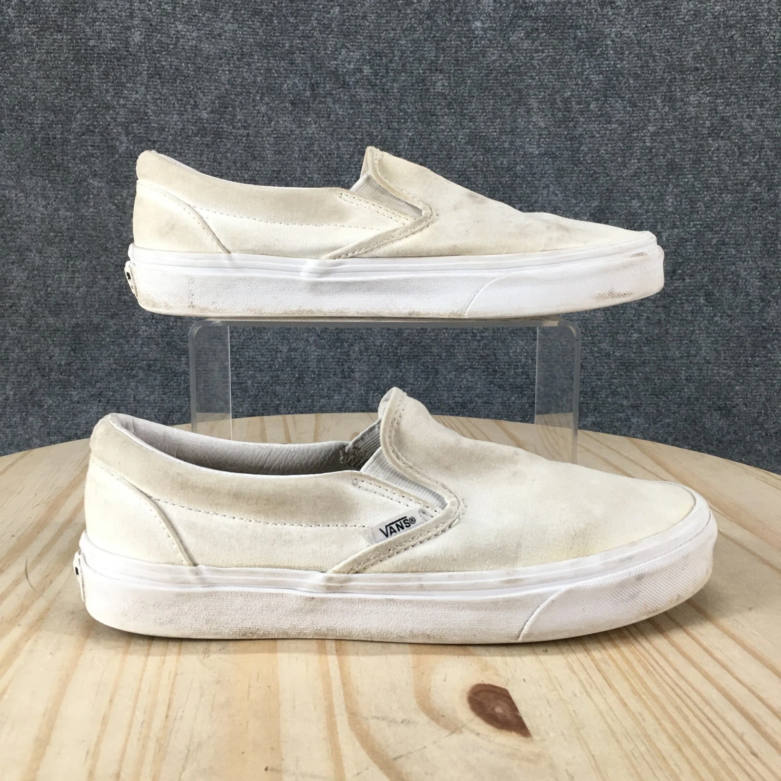 Scarpe Vans donna 9 uomo 7 5 sneakers slip on beige tela comode casual 500714