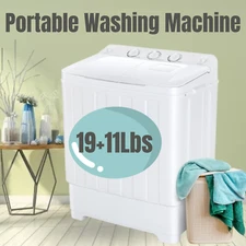 Semi-Automatic Washing Machines 30lbs Twin-Tub Washer Dryer Combo w/ Drain Pump-