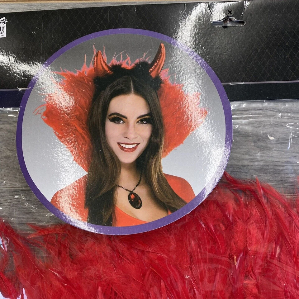 Disfraz de Halloween con cuello de pluma rojo disfraces día de San Valentín disfraz elegante Foto 2 de 4