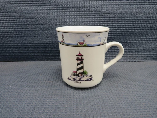 Totally Today Dinnerware Coastal Lighthouse Pattern Mug 3 1/2" x 3 1/8"