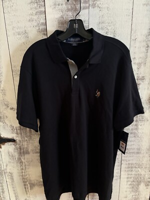 Walmart Large Mens Interlock Polo Black Cotton