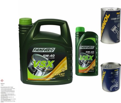 5L Motoröl FANFARO VSX 5W-40 1x MANNOL Leak-Stop ADDITIV+Motor Doctor