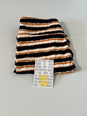 Lularoe OS Leggings Halloween Orange Black White Stripes New NWOT