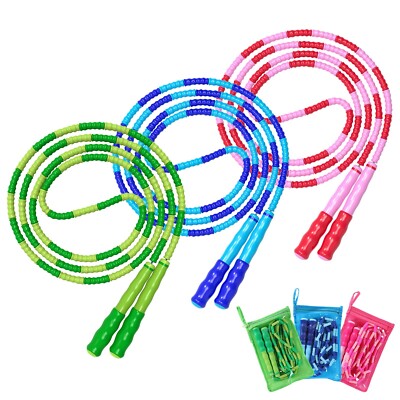 Leeboom Jump Rope, Adjustable Length Tangle-Free Segmented Soft Beaded Skippi...