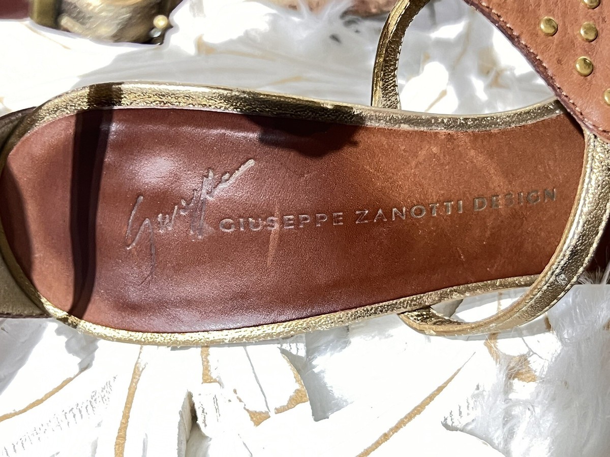 GIUSEPPE ZANOTTI 🌸 Brown & Gold Leather Studs Strappy GIUSEPPE ZANOTTI 🌸 Brown & Gold Leather Studs Strappy