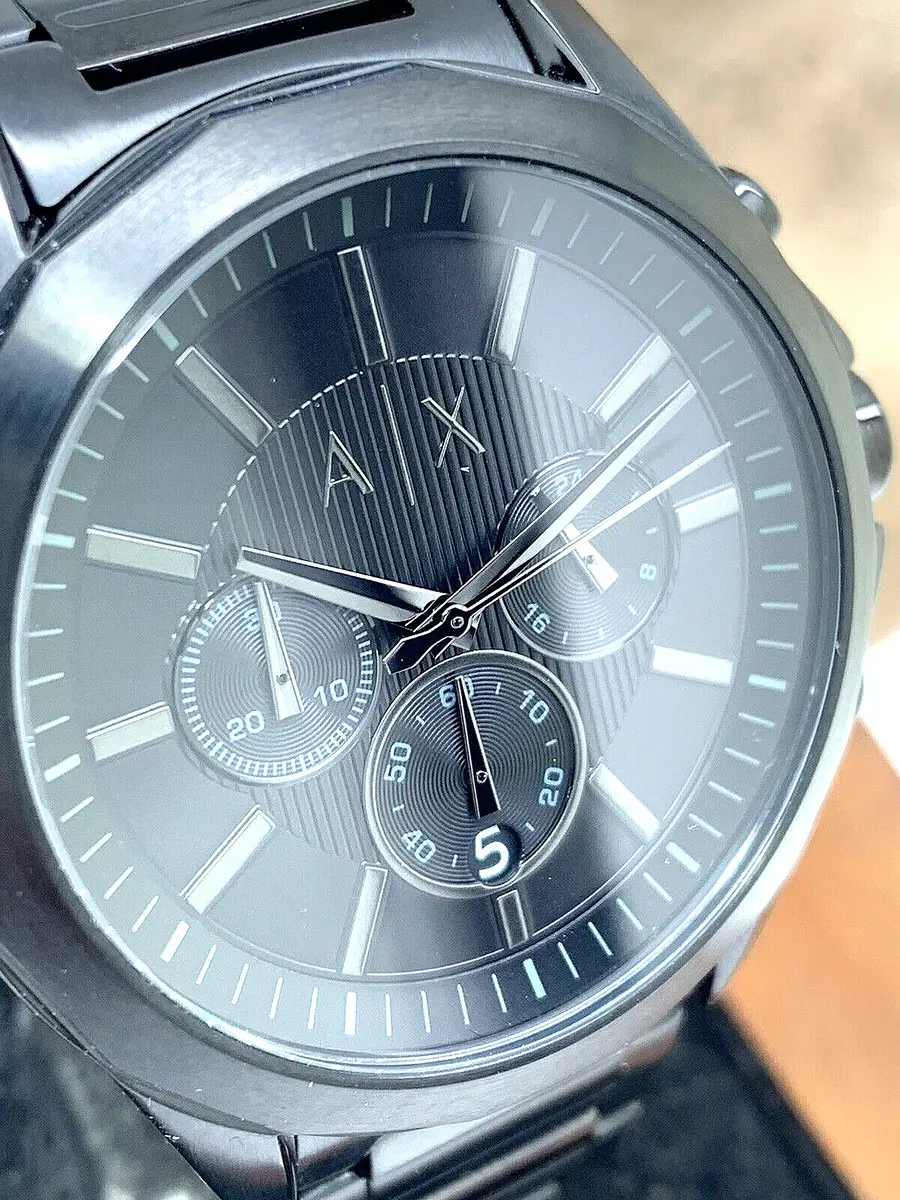 Stainless Black Steel AX2601 | Watch Dial eBay Exchange Men\'s Quartz Chronograph Armani