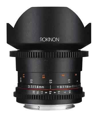 Rokinon Cine DS 14mm T3.1 ED AS IF UMC Cine Lens f/ Canon EF Mount