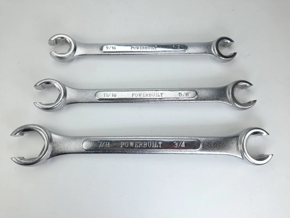 POWERBUILT Flare Nut Line Wrench Set - 3 Piece - SAE - CHROME VANADIUM - Image 2 of 4