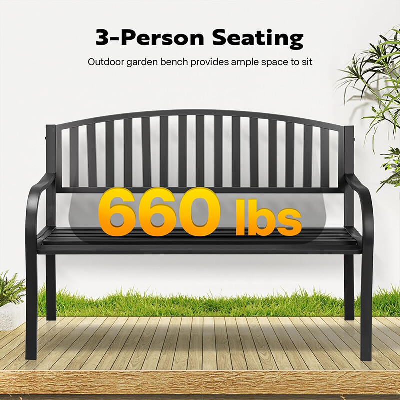 Yaheetech Cast Iron Garden Bench - Bronze Antique Style Patio Bench For Yard, Park, Or Porch