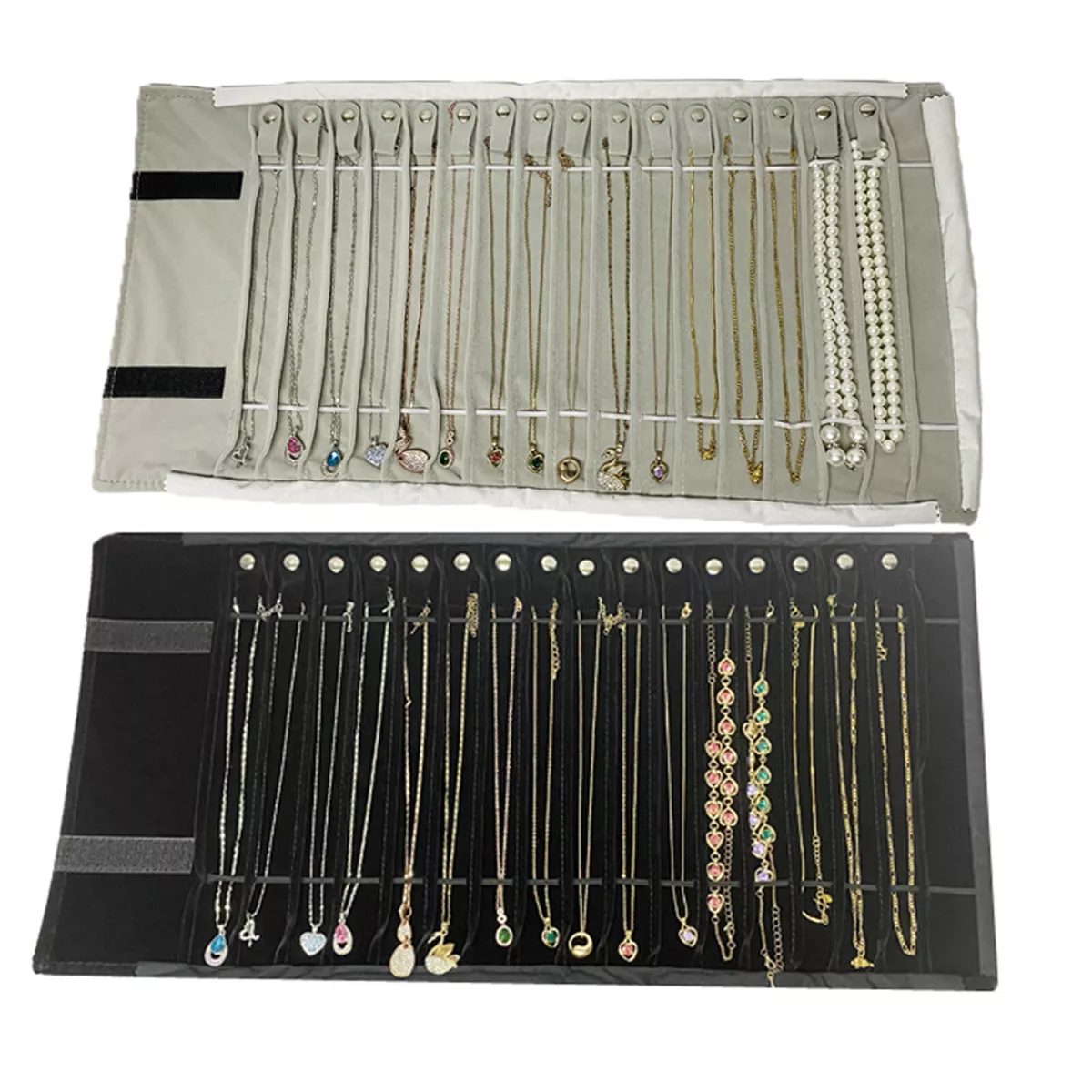 Portable Jewelry Roll Untangled Secure Necklace Travel Storage Bag