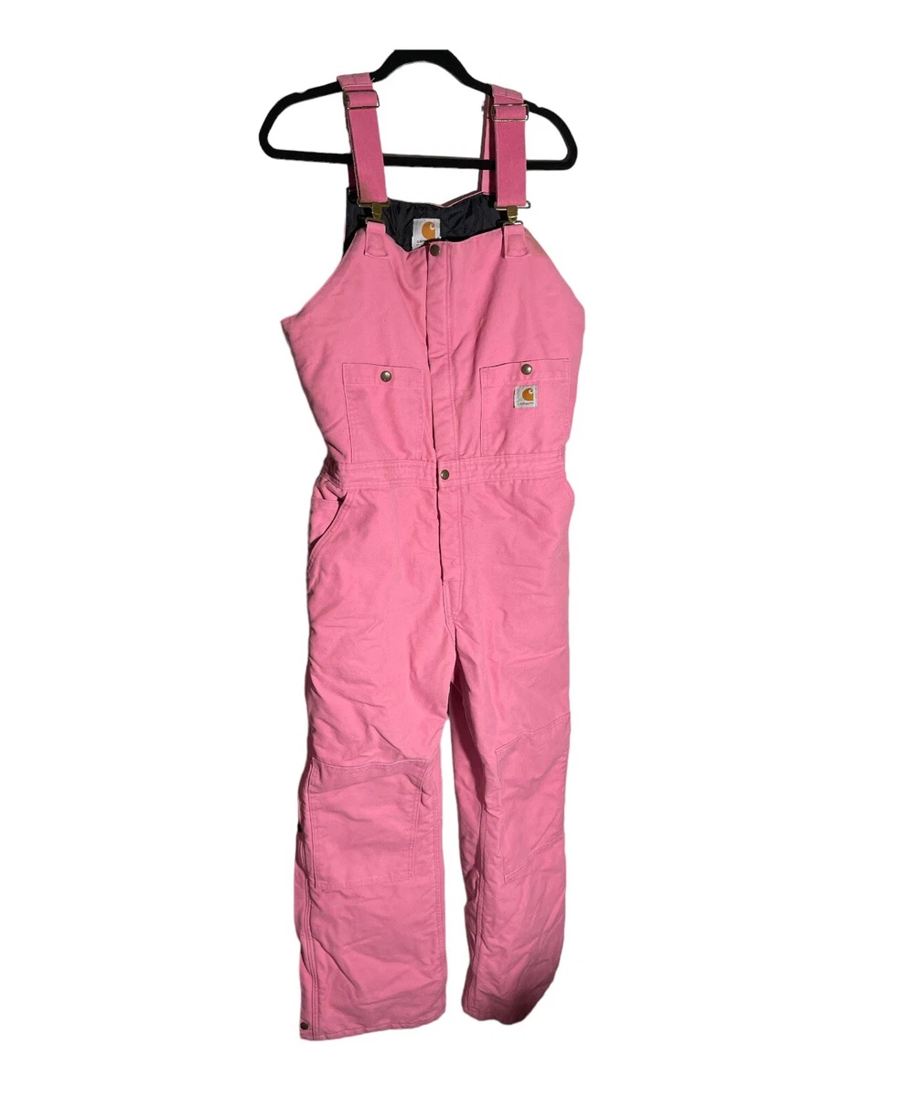Carhartt Womens Pink Insulated WR027 Double Knee Carpenter Bib Overalls 12 X 30