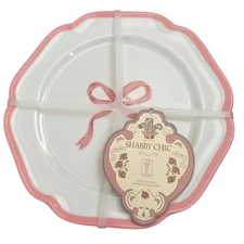 NEW Shabby Chic Pink Bow 8.5”Melamine Plates Set of 4