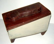 Unique Antique Primitive OLD Wooden Shoe Shine Box Folk Art