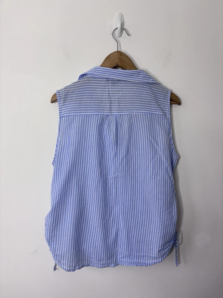Peacocks Women’s Blue White Stripe Sleeveless Top Size 16 - Image 2 of 3