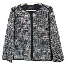 LAFAYETTE 148 NEW YORK Women's Polyamide Tweed Blazer Jacket Long Sleeve Geo L