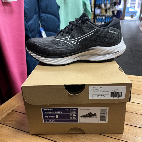 Mizuno Wave Inspire 20 - Women’s WIDE Size 8D - Black/White - 411437.EY00 - Bild 1 von 6