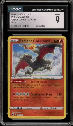 Pokemon Radiant Charizard Crown Zenith Holo Rare #020 CGC 9 Mint