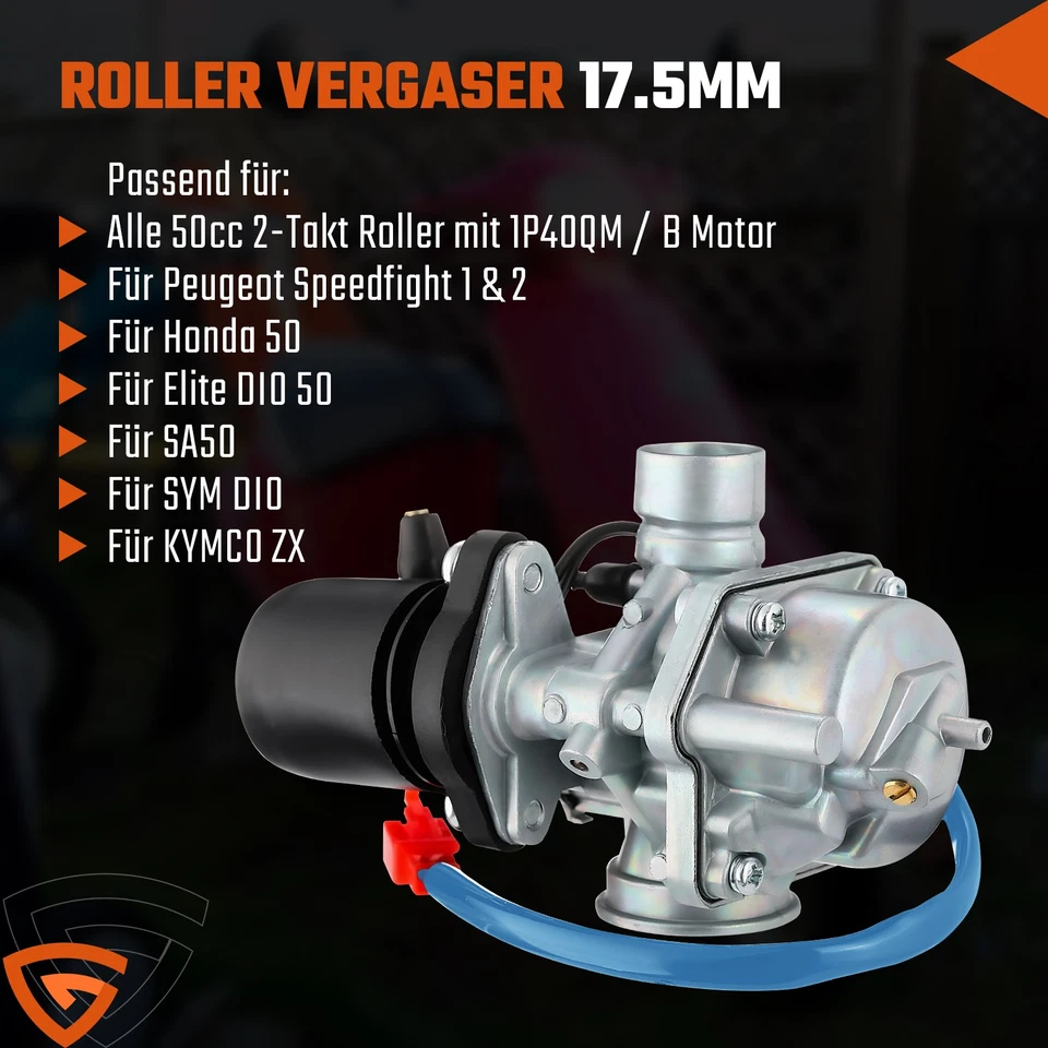 Vergaser 17,5mm Passend für Yamaha Peugeot Force 50 C-Tech inkl. E-Choke Ersatz - Bild 4 von 4