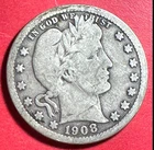 1908D US Barber SILVER Quarter "Denver Mint! VG! Old US Coin!