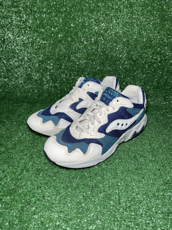 Vintage SAUCONY GRID Women Size 7 Y2K Blue White Running Shoes Athletic Sneakers - Image 3 of 4