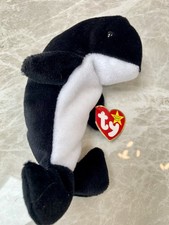 TY Beanie Baby / Babies WAVES THE ORCA WHALE,  RARE & RETIRED,  NEW with tags